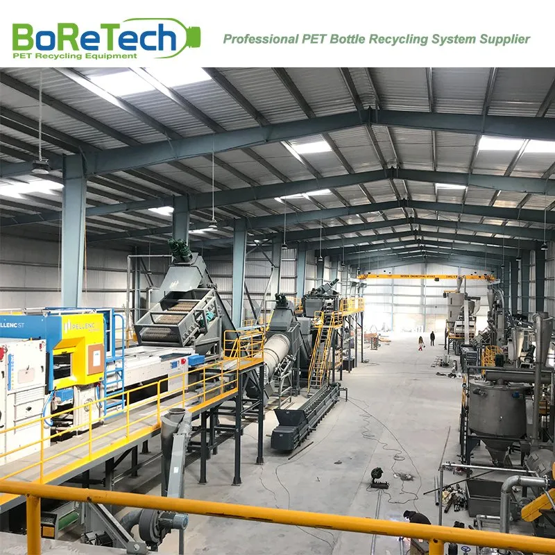 폐기물 플라스틱 애완 동물 플레이크 칩 뜨거운 세척 재활용 분쇄 장비